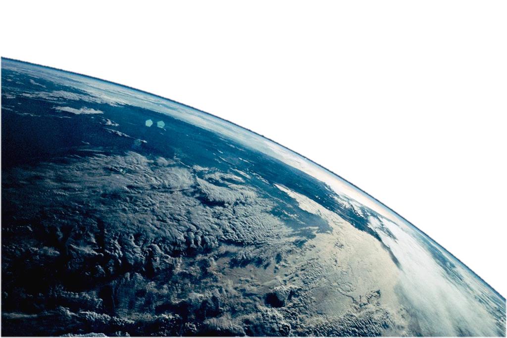 Earth's limb seen from orbit, transparent space